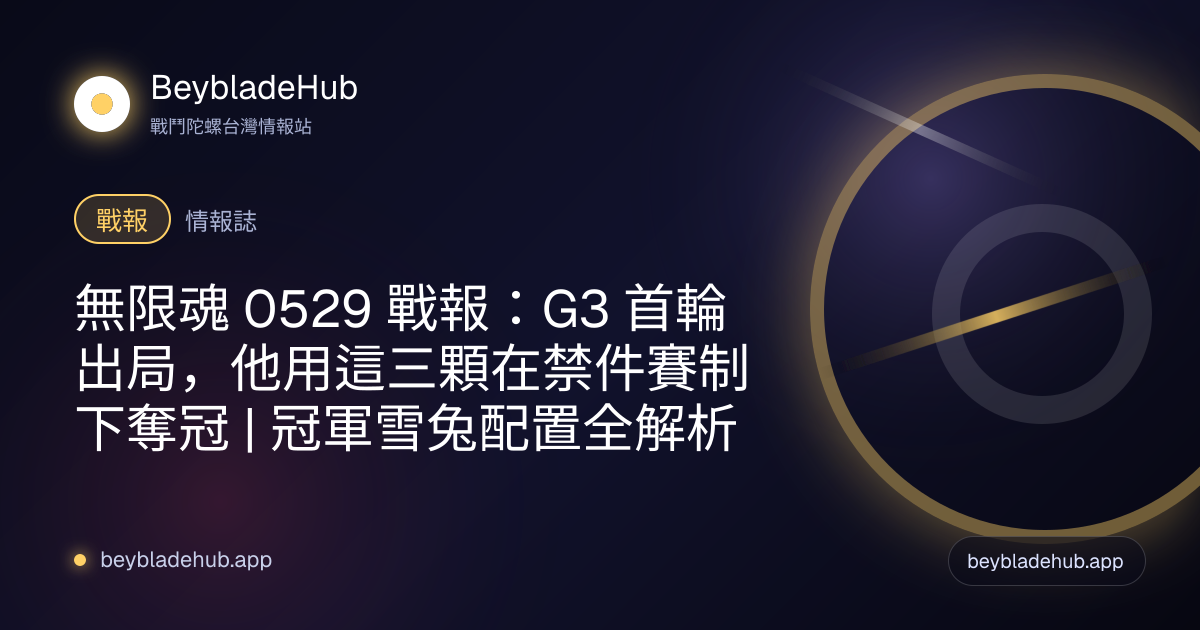 無限魂 0529 戰報：G3 首輪出局，他用這三顆在禁件賽制下奪冠｜冠軍雪兔配置全解析 封面